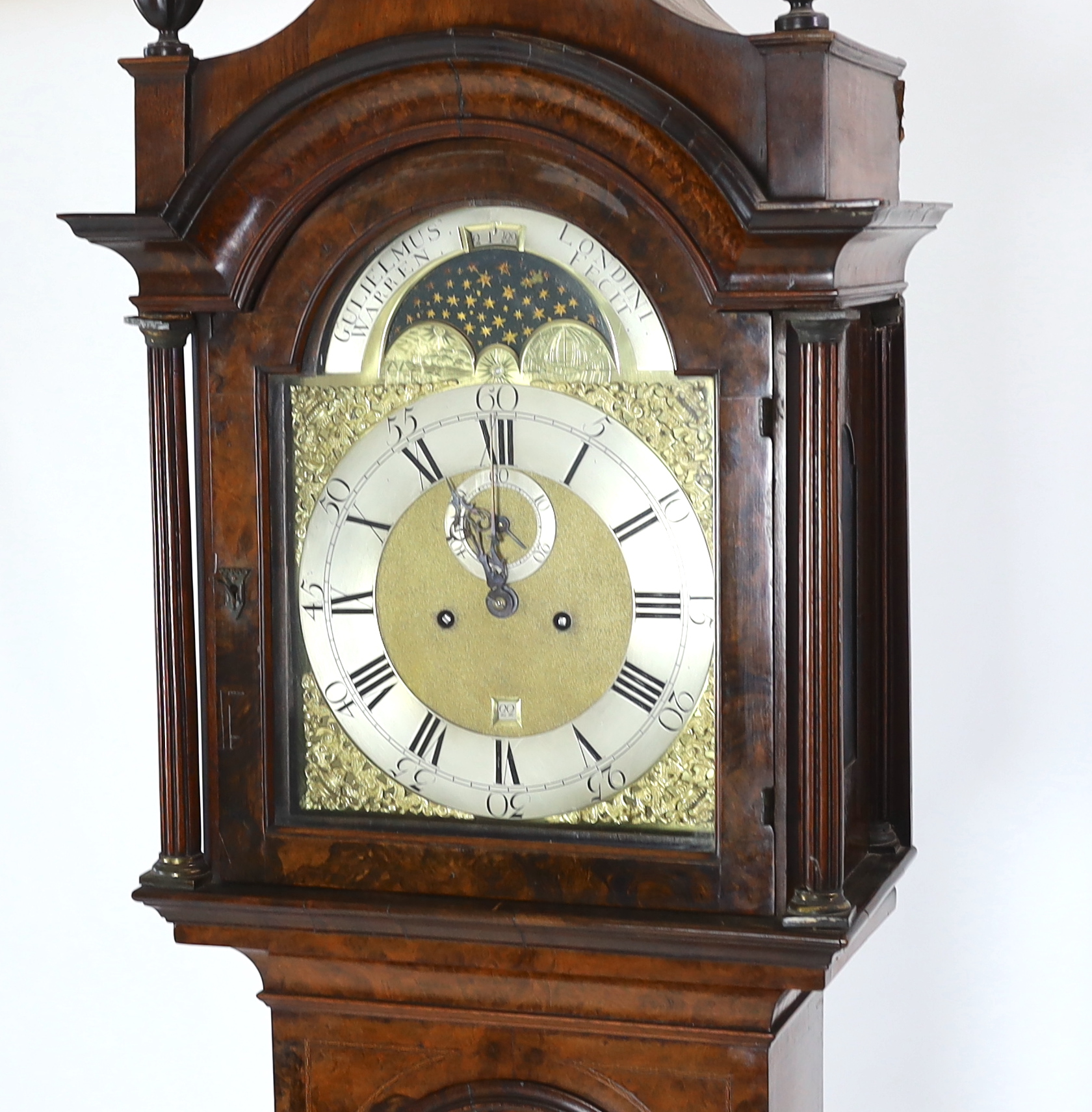 Gulielmus Warren of London, a George III walnut cased eight day longcase clock, 55cm wide, 236cm high